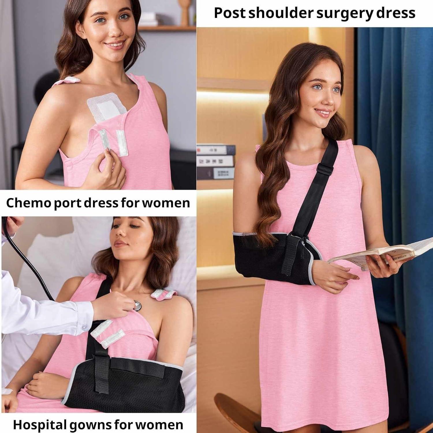 imageDeyeek Womens Post Shoulder Surgery Dress Full Tear Away Sleeveless Tank Dress After Rotator Cuff Adaptive ClothingLight Pink
