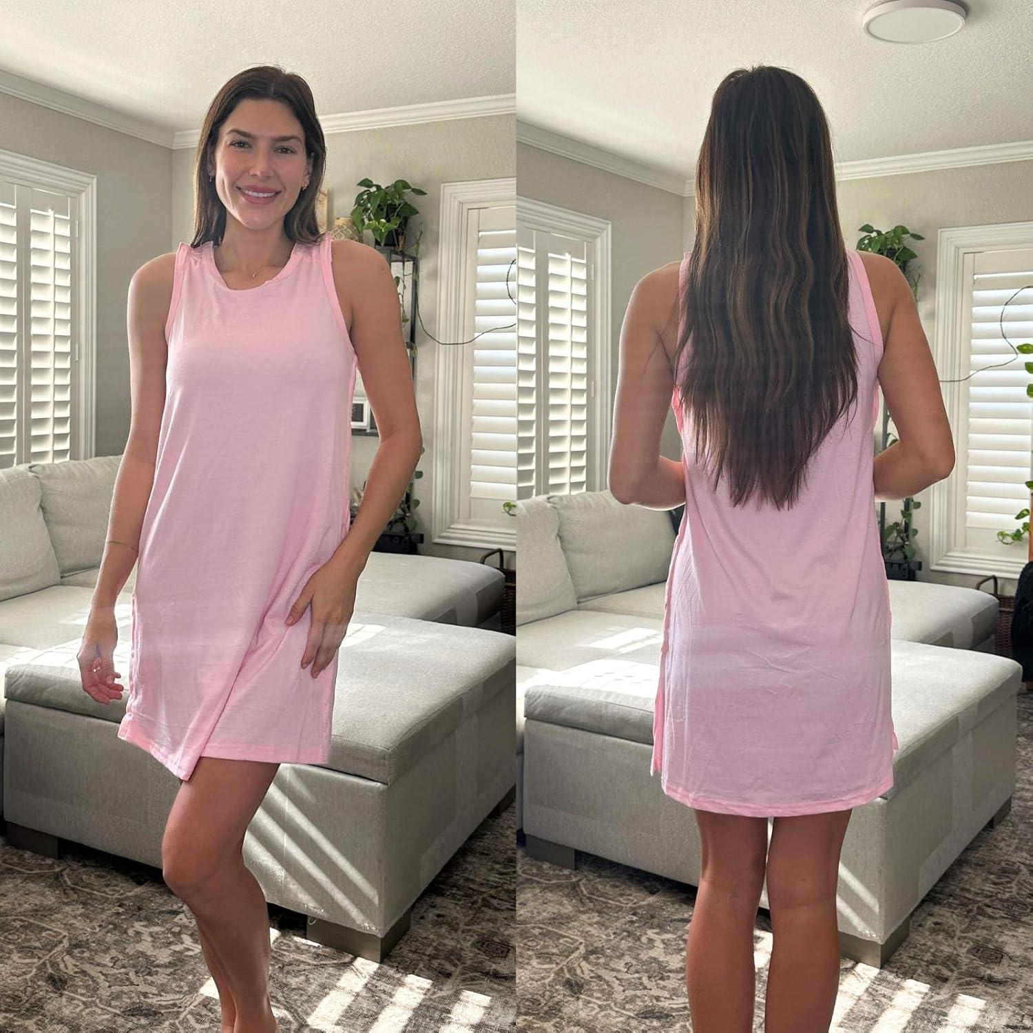 imageDeyeek Womens Post Shoulder Surgery Dress Full Tear Away Sleeveless Tank Dress After Rotator Cuff Adaptive ClothingLight Pink