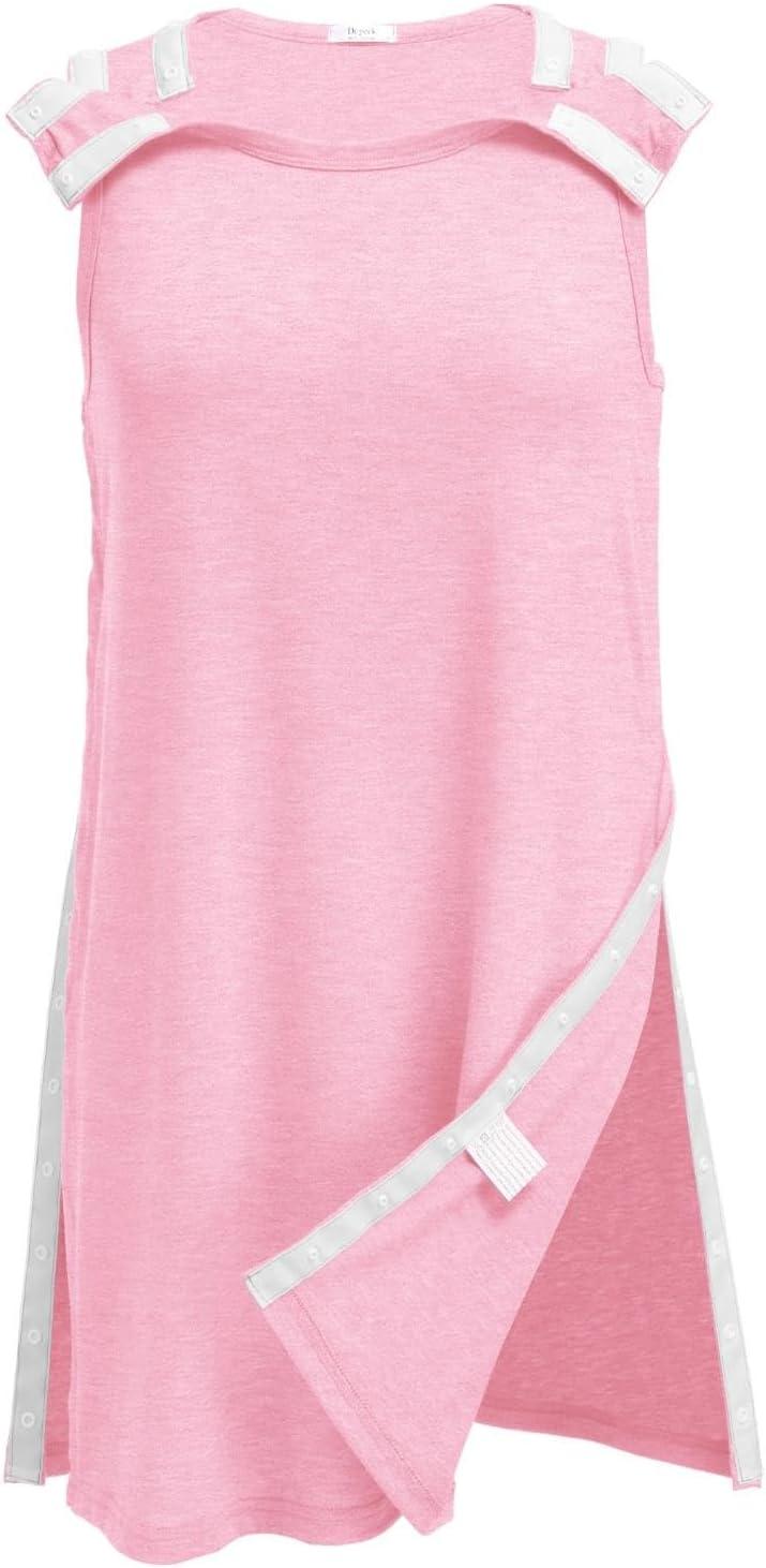 imageDeyeek Womens Post Shoulder Surgery Dress Full Tear Away Sleeveless Tank Dress After Rotator Cuff Adaptive ClothingLight Pink