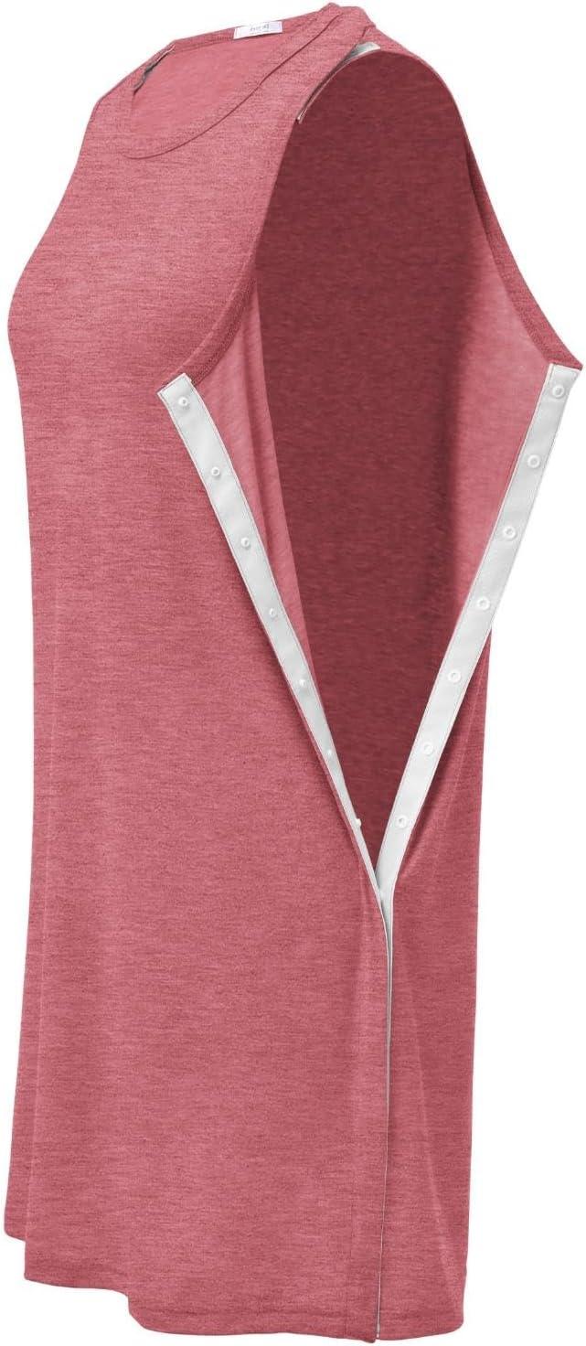 imageDeyeek Womens Post Shoulder Surgery Dress Full Tear Away Sleeveless Tank Dress After Rotator Cuff Adaptive ClothingRose Red