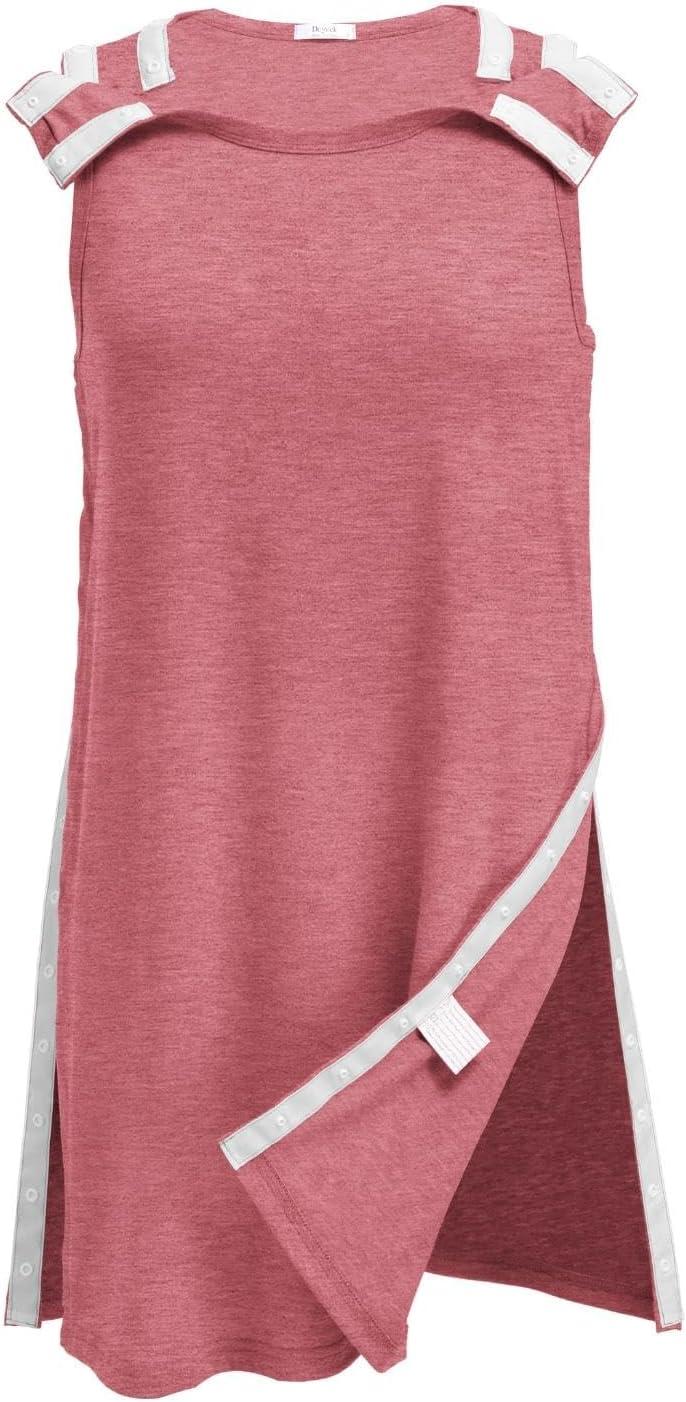 imageDeyeek Womens Post Shoulder Surgery Dress Full Tear Away Sleeveless Tank Dress After Rotator Cuff Adaptive ClothingRose Red