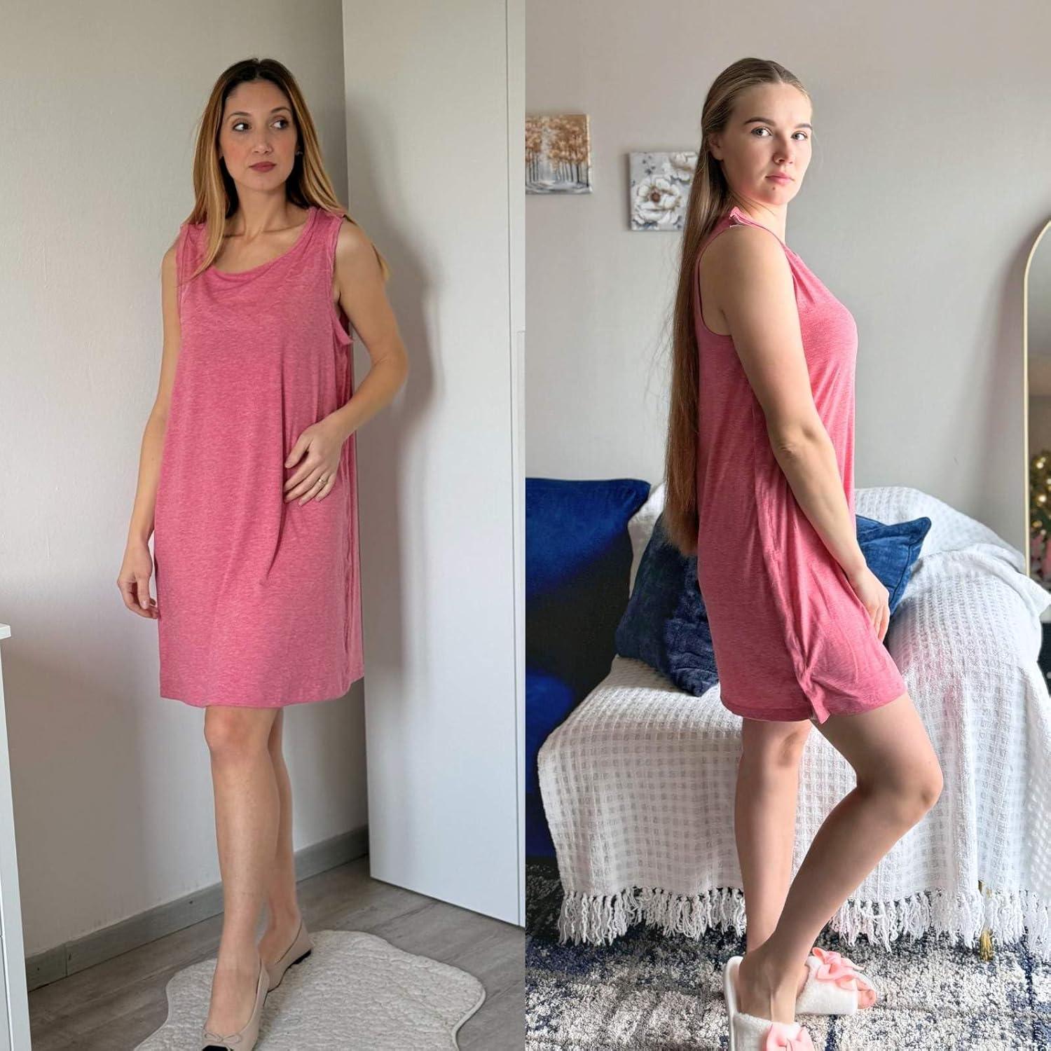 imageDeyeek Womens Post Shoulder Surgery Dress Full Tear Away Sleeveless Tank Dress After Rotator Cuff Adaptive ClothingRose Red