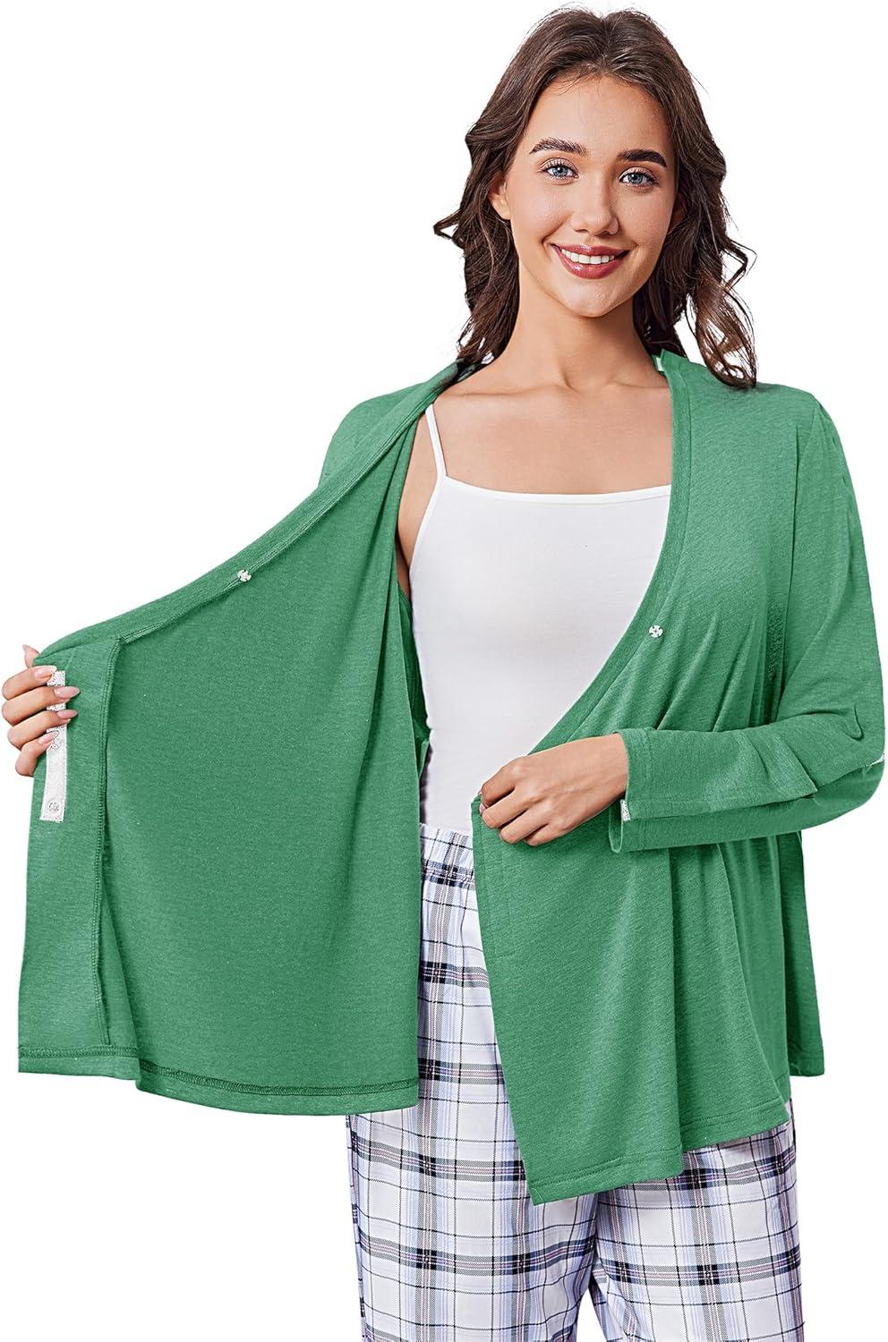 imageDeyeek Womens Post Shoulder Surgery Shirts Long Sleeve VNeck Wrap Chemo Blouse Easy Access Adaptive Snap On Dialysis ShirtsGreen