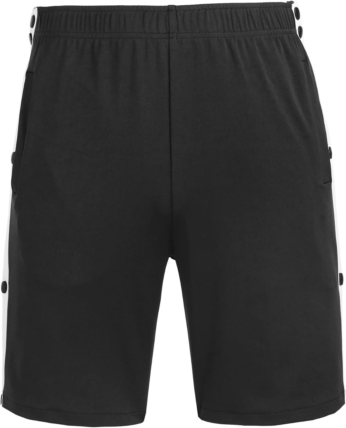 imageTear Away Shorts for Men Post Surgery Adaptive Clothing Wide Leg Snap Loose Fit ShortsBlack
