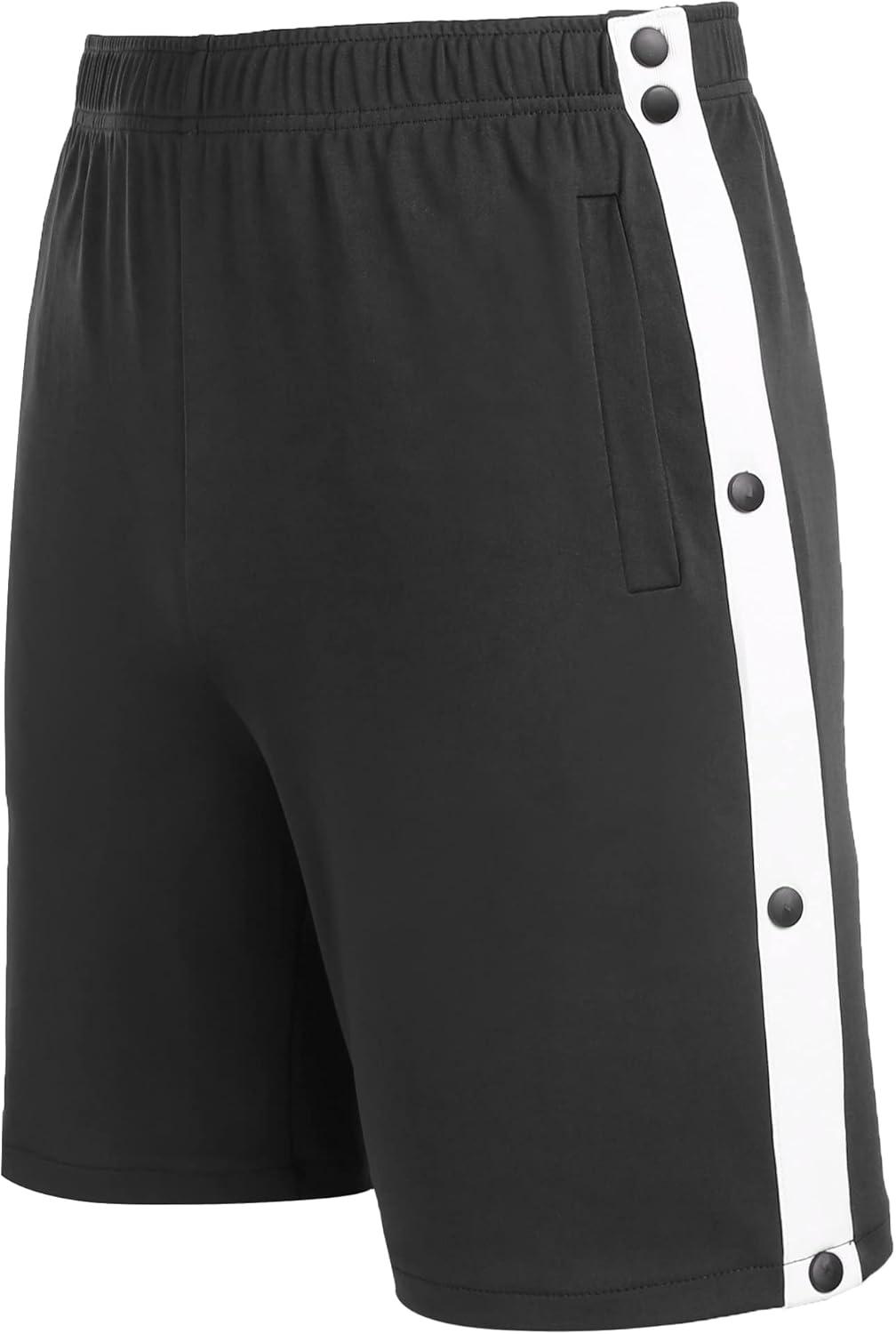 imageTear Away Shorts for Men Post Surgery Adaptive Clothing Wide Leg Snap Loose Fit ShortsBlack