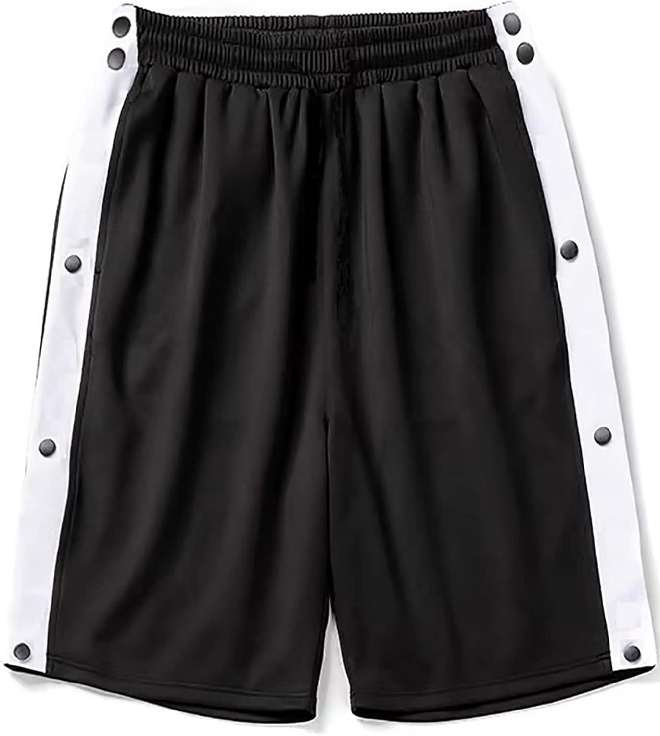 imageTear Away Shorts for Men Post Surgery Adaptive Clothing Wide Leg Snap Loose Fit ShortsBlack