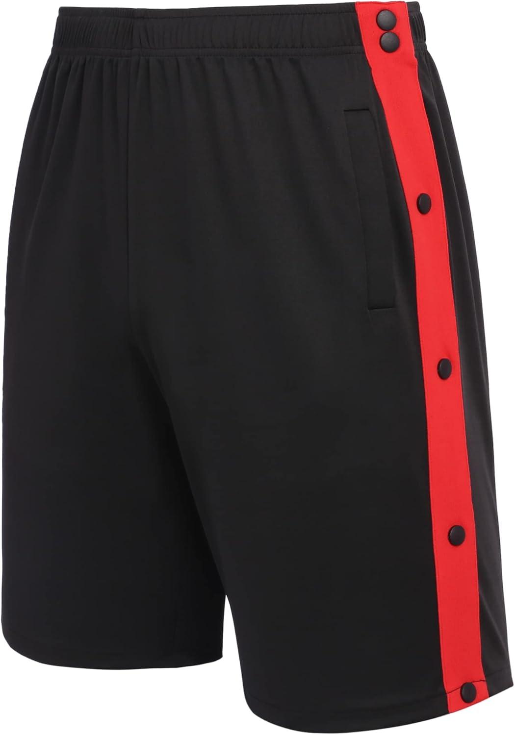 imageTear Away Shorts for Men Post Surgery Adaptive Clothing Wide Leg Snap Loose Fit ShortsBlackred