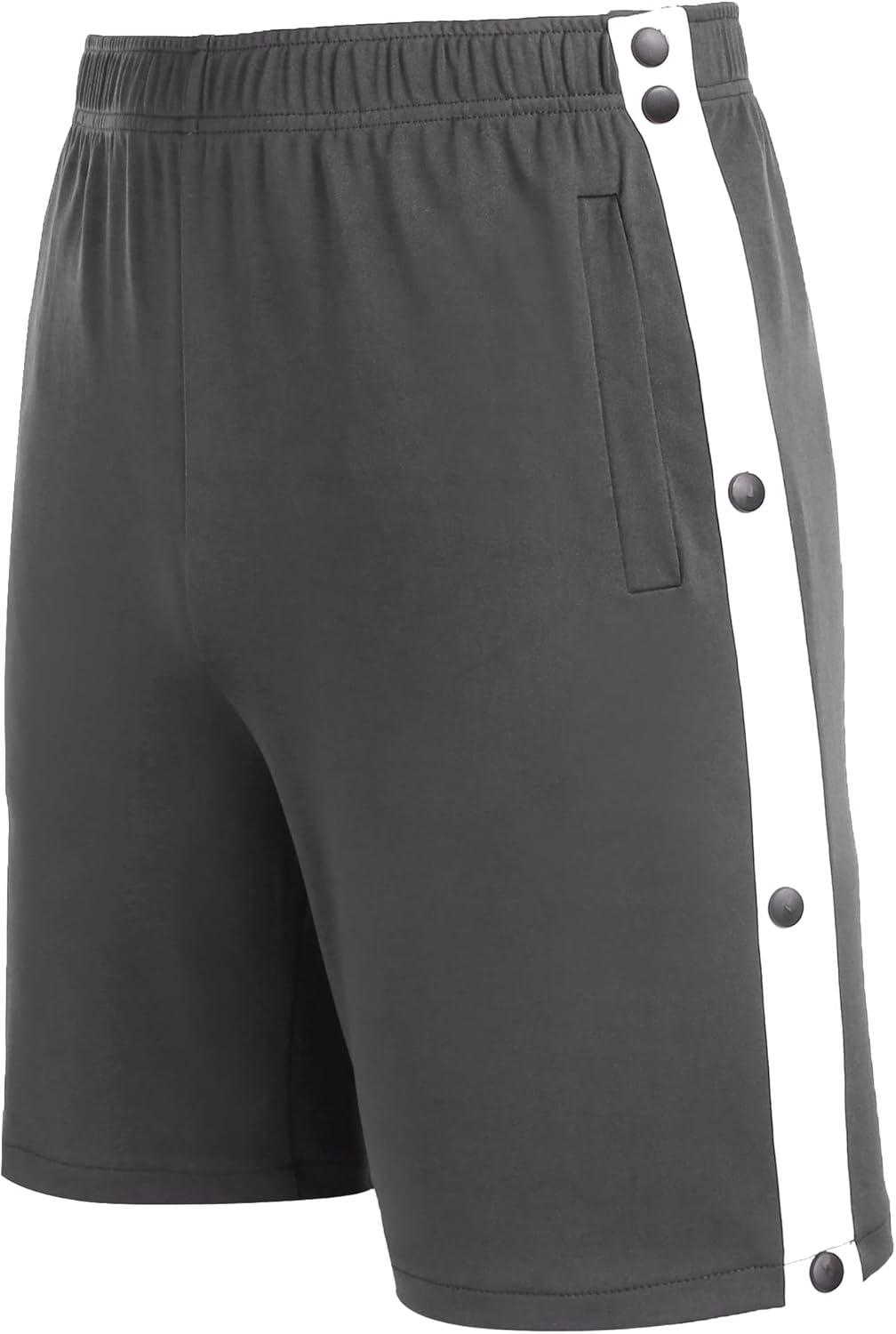 imageTear Away Shorts for Men Post Surgery Adaptive Clothing Wide Leg Snap Loose Fit ShortsDark Grey