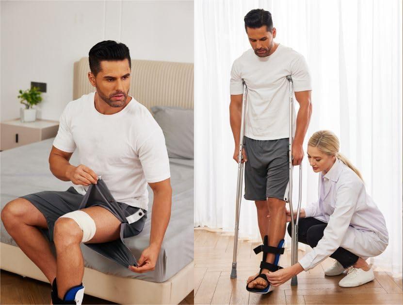 imageTear Away Shorts for Men Post Surgery Adaptive Clothing Wide Leg Snap Loose Fit ShortsDark Grey