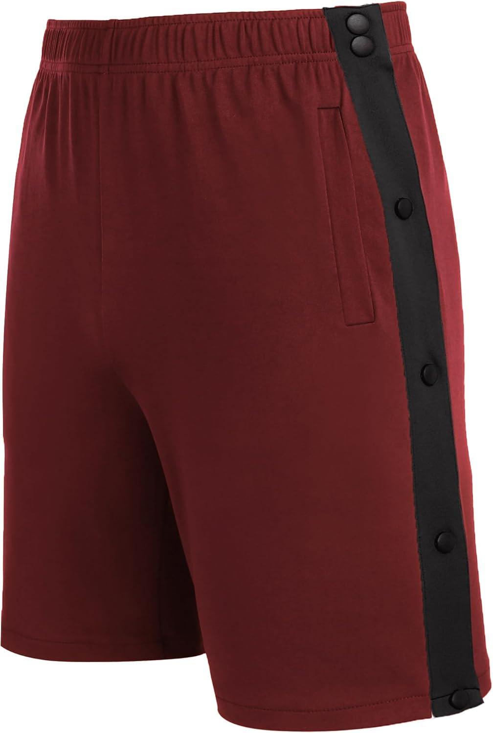 imageTear Away Shorts for Men Post Surgery Adaptive Clothing Wide Leg Snap Loose Fit ShortsJujube Red
