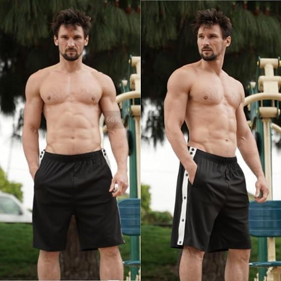 imageTear Away Shorts for Men Post Surgery Adaptive Clothing Wide Leg Snap Loose Fit ShortsPure Black