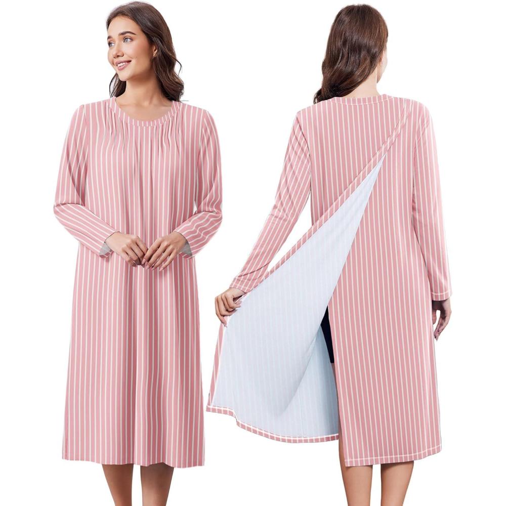 imageDeyeek Hospital Gowns for Women Post Shoulder Surgery Open Back Adaptive clothing lounge dress for PatientsampSeniors Nightgown