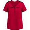imageDeyeek Chemo Shirts for Port Access Women 2 Side Snap Short Sleeve Shoulder Surgery Rotator Cuff Dialysis Recovery ShirtsDeep Red