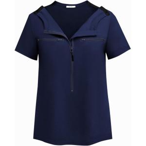 Deyeek Chemo Shirts for Port Access Women 2 Side Snap Short Sleeve Shoulder Surgery Rotator Cuff Dialysis Recovery Shirts(Blue)
