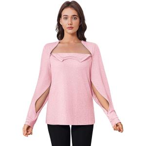 Deyeek Chemo Shirts for Port Access Women Long Sleeve Shoulder Post Surgery Shirt Dialysis Sweatshirts with Arm Zipper(Pink)