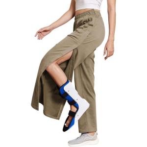 Deyeek Tear Away Pants for Women Side Full Open Sweatpants Loose Fit Casual Post Surgery Adaptive Clothing with Pockets(Khaki)