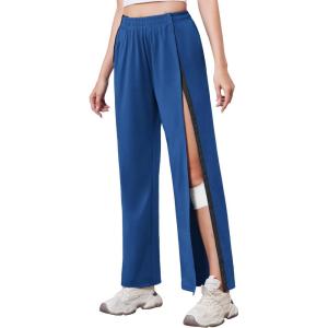 Deyeek Tear Away Pants for Women Side Slit Snap Sweatpants Loose Fit Post Surgery Casual Adaptive Clothing with Pockets(Navy)
