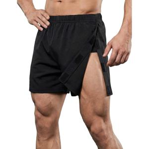 Deyeek Unisex Tear Away Shorts 3-inch Knee Hip Replacement Kit After Surgery Post Surgery Cotton Shorts Without Pocket(Black)