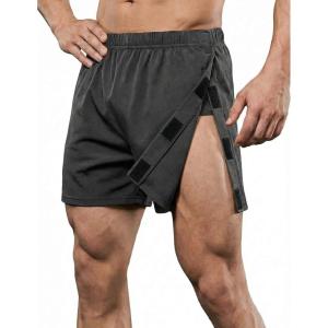Deyeek Unisex Tear Away Shorts 3-inch Knee Hip Replacement Kit After Surgery Post Surgery Cotton Shorts Without Pocket(Grey)