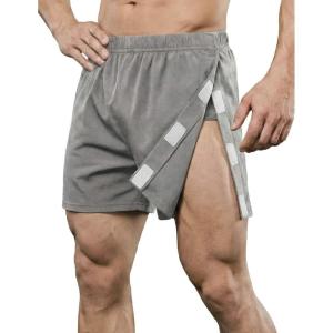 Deyeek Unisex Tear Away Shorts 3-inch Knee Hip Replacement Kit After Surgery Post Surgery Cotton Shorts Without Pocket(Light Grey)