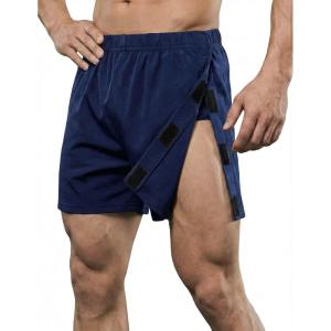 Deyeek Unisex Tear Away Shorts 3-inch Knee Hip Replacement Kit After Surgery Post Surgery Cotton Shorts Without Pocket(Navy Blue)