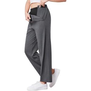 Deyeek Women’s Tear Away Pants for Hip Replacement After Surgery Post Surgery Pants for Women Easily Touch 2 Sides Closure(Dark Grey)