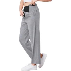 Deyeek Women’s Tear Away Pants for Hip Replacement After Surgery Post Surgery Pants for Women Easily Touch 2 Sides Closure(Light Grey)
