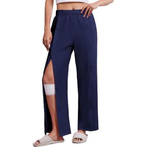Deyeek Women’s Tear Away Pants with Pockets Easy Access Adaptive Pants Post Hip Knee Leg Surgery Breakaway Lounge Sweatpants(Navy)