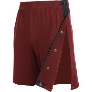 Tear Away Shorts for Men Post Surgery Adaptive Clothing Wide Leg Snap Loose Fit Shorts(Jujube Red)