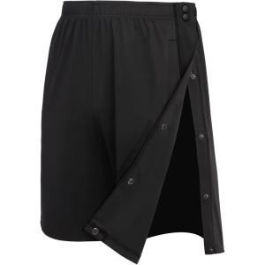Tear Away Shorts for Men Post Surgery Adaptive Clothing Wide Leg Snap Loose Fit Shorts(Pure Black)
