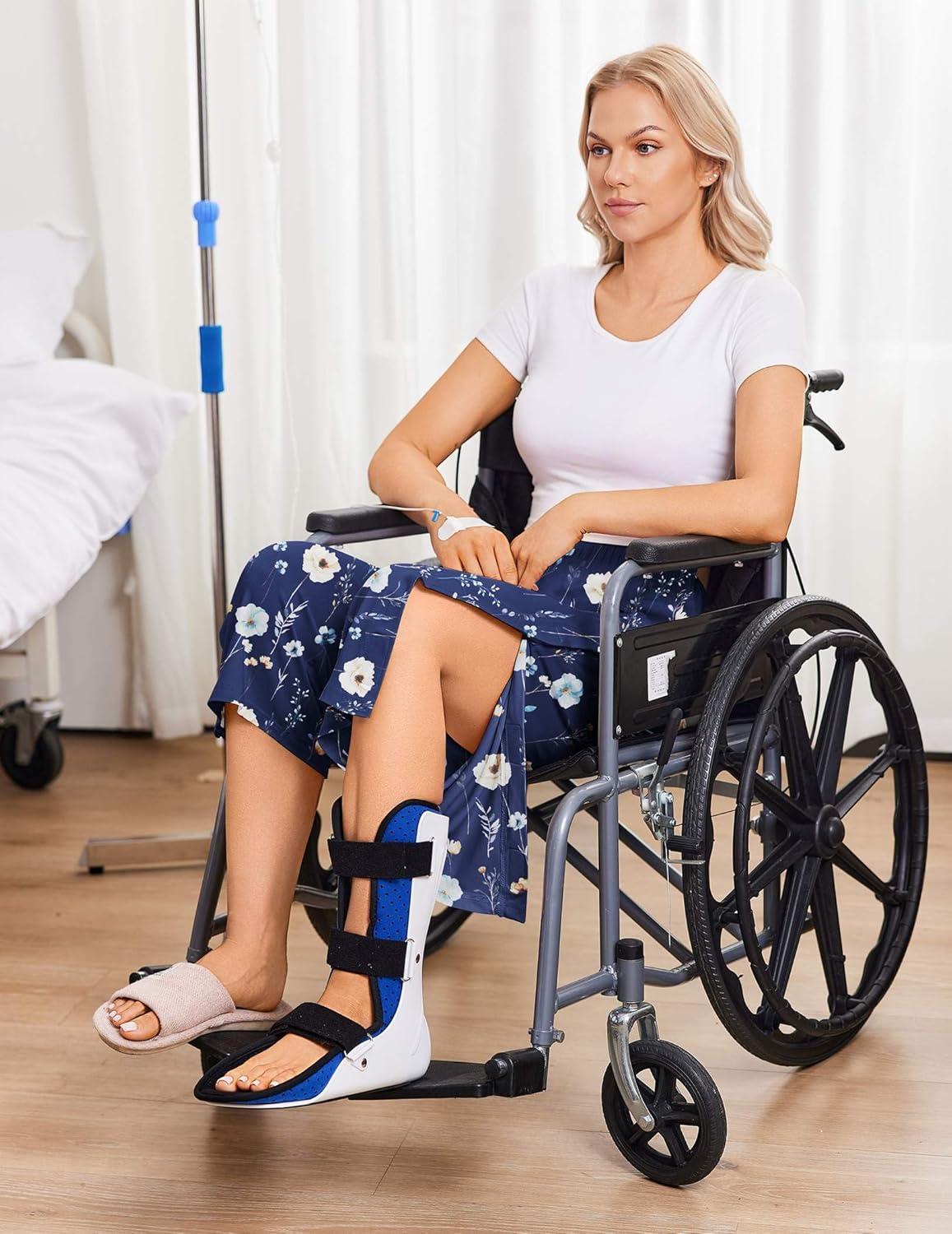 imageDeyeek Womens Tear Away Breakaway Capri Pants Post Surgery Recovery Hip Knee Ankle Replacement Adaptive Magic Tape Wide LegBue Print