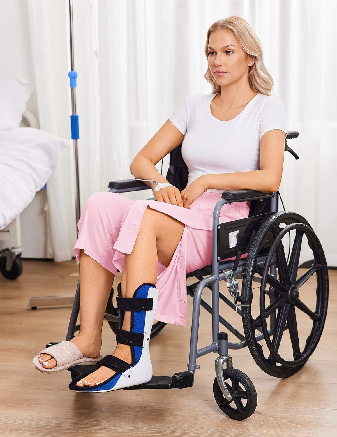 imageDeyeek Womens Tear Away Breakaway Capri Pants Post Surgery Recovery Hip Knee Ankle Replacement Adaptive Magic Tape Wide LegPink