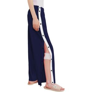 Deyeek Women’s Tear Away Pants Side Split Snap Open Bottom Sweatpants Leg Breakaway Post Surgery Pants with Pockets 2XL Navy Blue