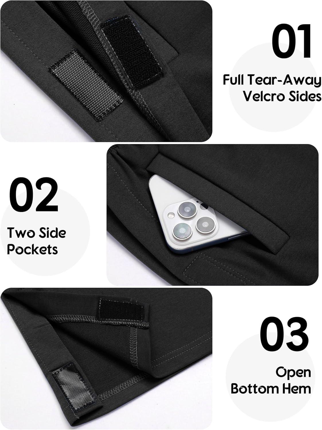 imageDeyeek Tear Away Pants for Women Easy Access Post Hip Knee Leg Feet Surgery Adaptive Breakaway Lounge Sweatpants with PocketsBlack