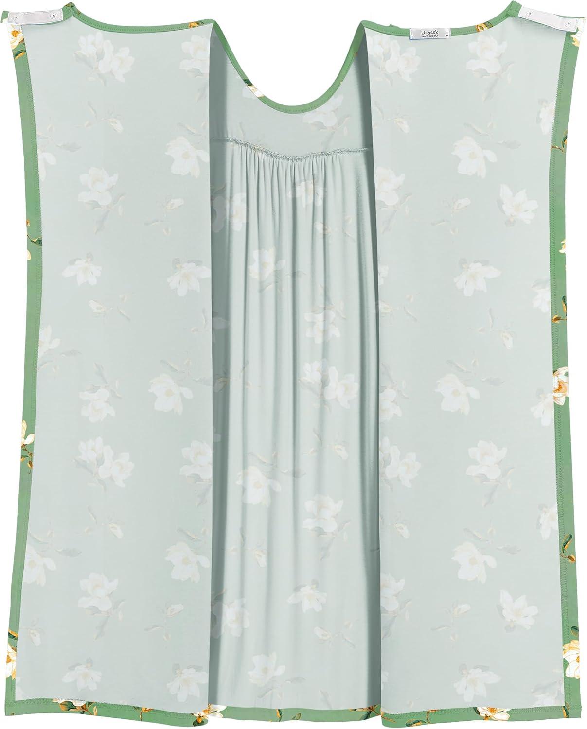 imageDeyeek Hospital Gowns for Women Tear Away Snap Open Back Dress Post Shoulder Surgery Dresses Soft Adaptive Clothing NightgownGreen Flower Print