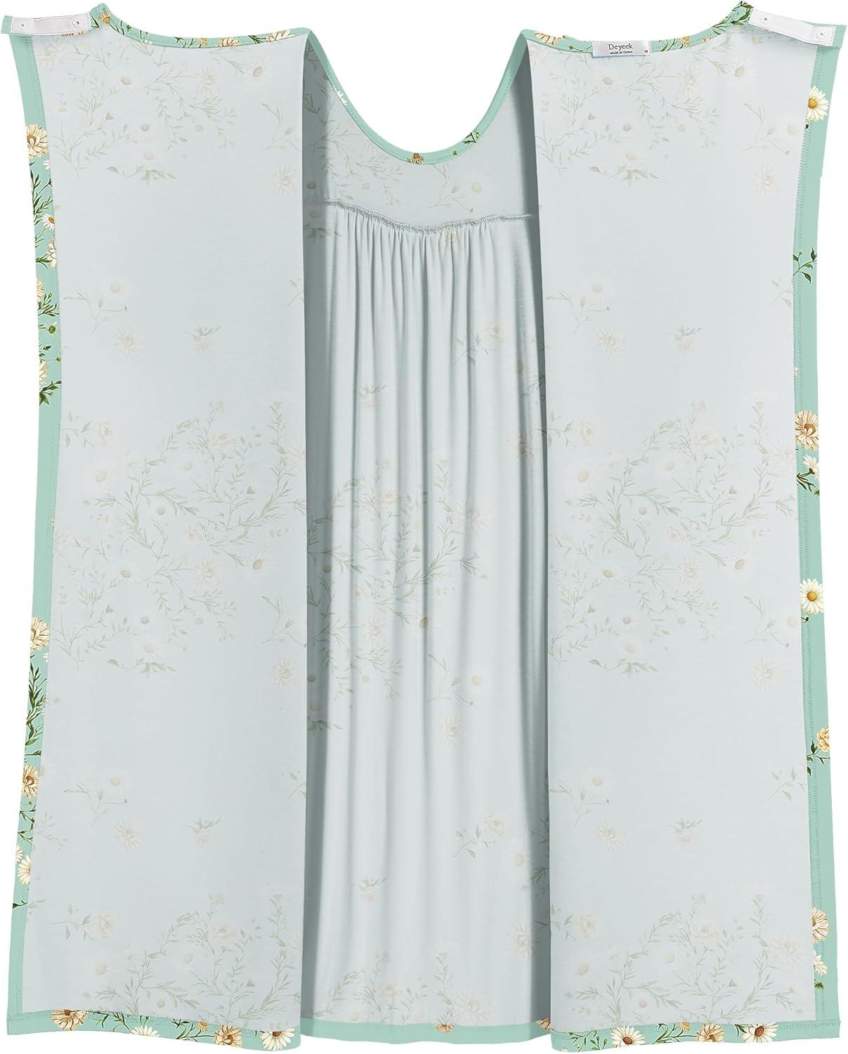 imageDeyeek Hospital Gowns for Women Tear Away Snap Open Back Dress Post Shoulder Surgery Dresses Soft Adaptive Clothing NightgownLight Green Flower Print