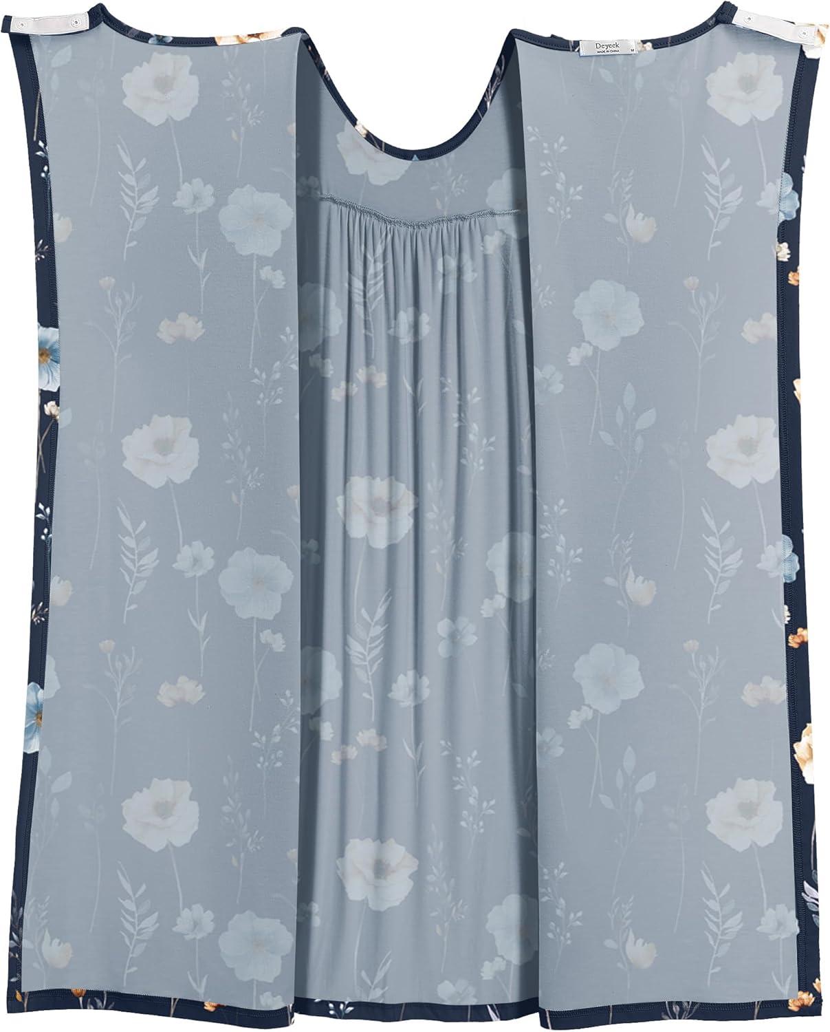 imageDeyeek Hospital Gowns for Women Tear Away Snap Open Back Dress Post Shoulder Surgery Dresses Soft Adaptive Clothing NightgownNavy Print