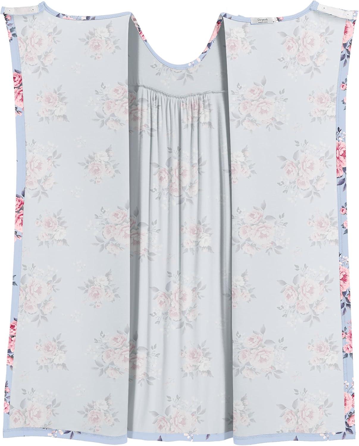 imageDeyeek Hospital Gowns for Women Tear Away Snap Open Back Dress Post Shoulder Surgery Dresses Soft Adaptive Clothing NightgownPurple Flower Print