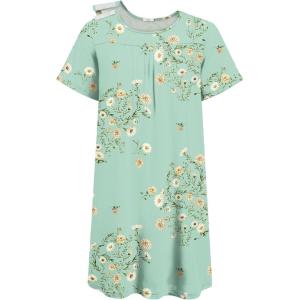 Deyeek Hospital Gowns for Women Tear Away Snap Open Back Dress Post Shoulder Surgery Dresses Soft Adaptive Clothing Nightgown(Light Green Flower Print)