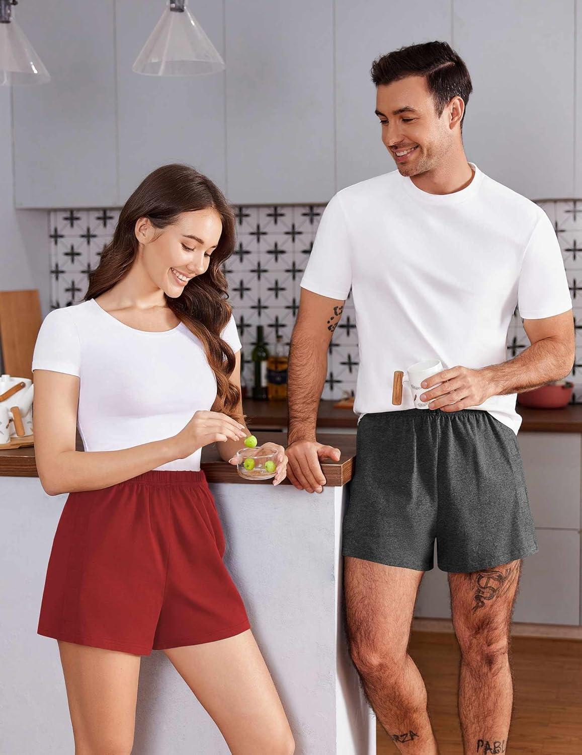imageDeyeek Unisex Tear Away Shorts 3inch Knee Hip Replacement Kit After Surgery Post Surgery Cotton Shorts Without PocketRed