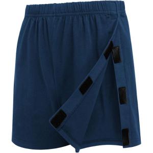 Deyeek Unisex Tear Away Shorts 3-inch Knee Hip Replacement Kit After Surgery Post Surgery Cotton Shorts Without Pocket(Heather Blue)