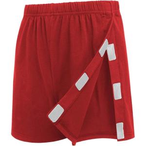 Deyeek Unisex Tear Away Shorts 3-inch Knee Hip Replacement Kit After Surgery Post Surgery Cotton Shorts Without Pocket(Red)