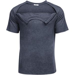 Deyeek Unisex Chemo Port Shirts Post Shoulder Surgery Recovery Shirts Tear Away Side Zippers Off Full Open Chemo Clothing(Blue Purple)