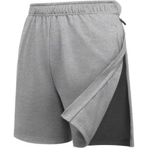 Deyeek Womens Tear Away Shorts Side Snap On Shorts with Pockets Post Hip Replacement Breakaway Surgical Pants ACL Knee Surgery Grey