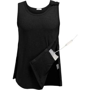 Deyeek Post Surgery Shirts Men Shoulder Mastectomy Recovery Tank Tops with Drain Pockets Adaptive Rotator Cuff Magic Tape(Black)