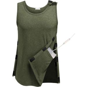 Deyeek Mastectomy Tank Top with Drain Pockets, Hospital Shirts for Men, Chemo Port Shirts Women After Mastectomy Must-Haves