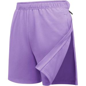 Deyeek Women’s Post Surgery Shorts Cotton Tear Away Surgical Shorts Rip Off Pants with Pockets for Catherter Bag Cast Leg Purple