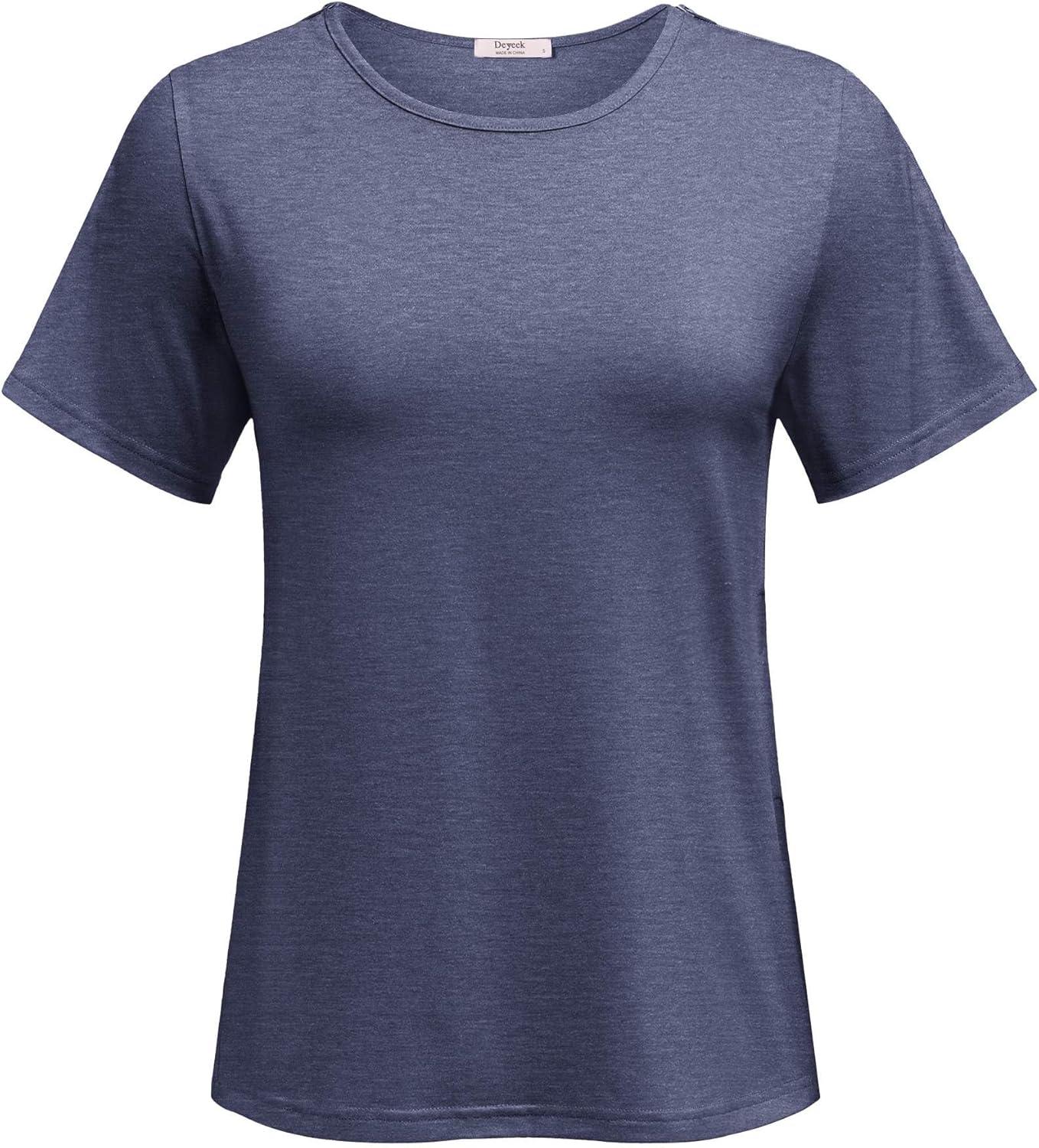 imageDeyeek Chemo Port Shirts for Women with 2 Shoulder Half Zippers Dialysis Post Surgery Shirt Side Tear Away Adaptive ClothingBlue Purple