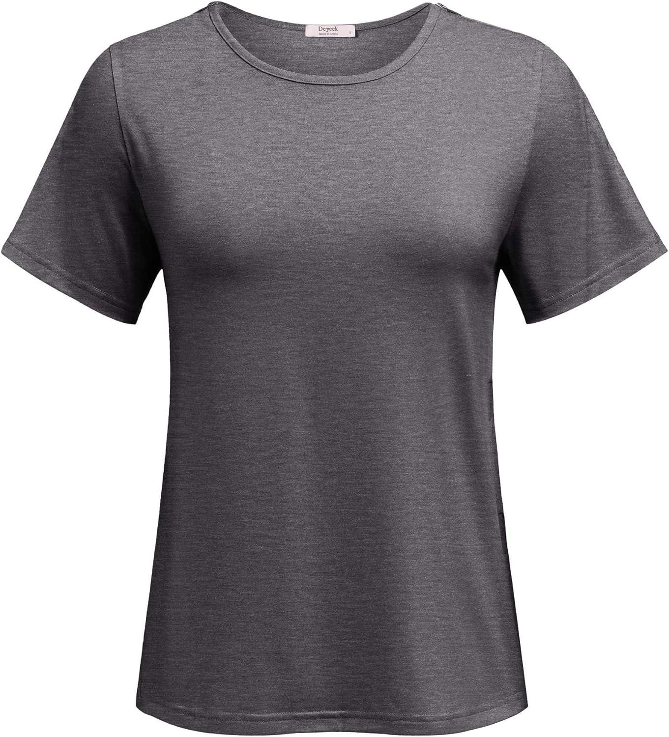 imageDeyeek Chemo Port Shirts for Women with 2 Shoulder Half Zippers Dialysis Post Surgery Shirt Side Tear Away Adaptive ClothingDark Gray