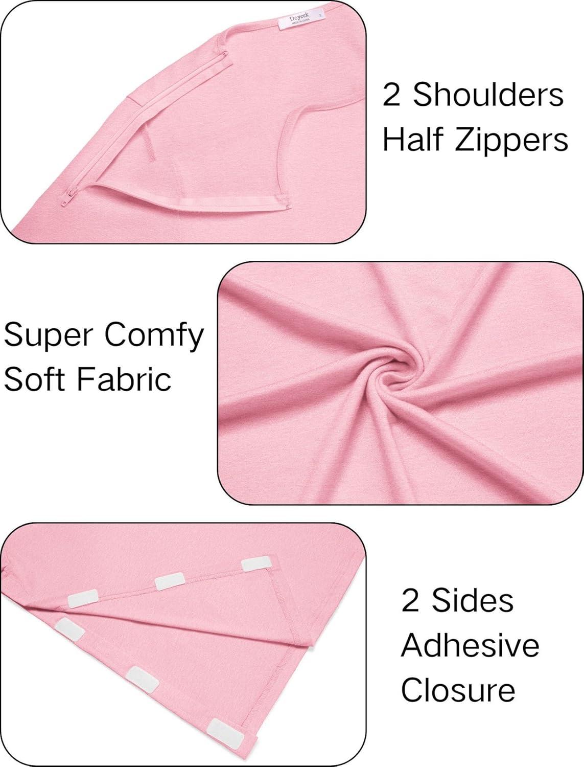 imageDeyeek Chemo Port Shirts for Women with 2 Shoulder Half Zippers Dialysis Post Surgery Shirt Side Tear Away Adaptive ClothingDark Pink